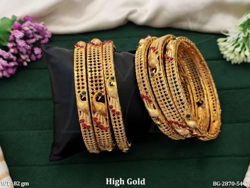 Designer High Gold Polish Fancy Style 6 Bangles Set  