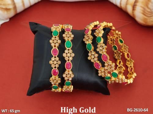 Antique Jewellery Designer High Gold Polish 4 Bangles Set   
