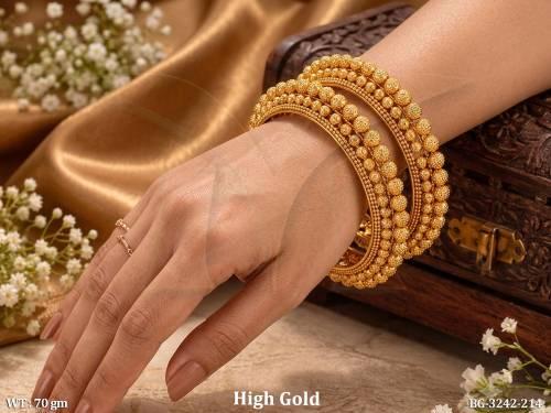 Royal Antique Gold Beaded Designer Bangles