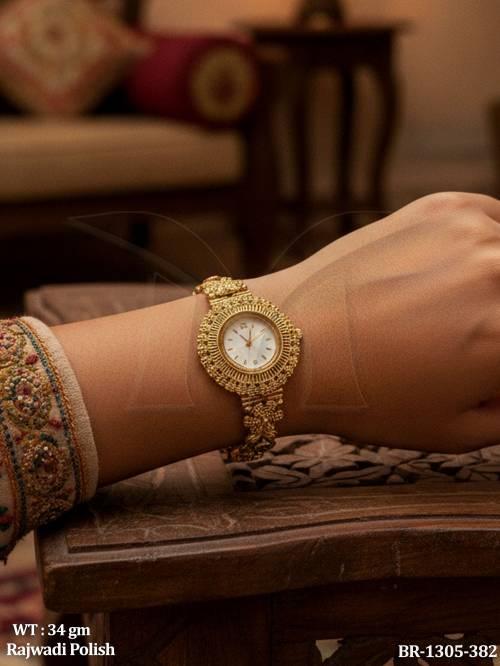 Designer Traditional Stone Studded Bracelet Watch