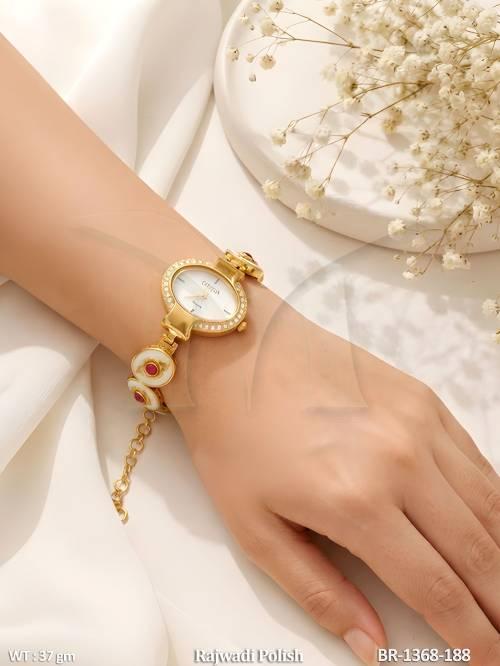 Royal Rajwadi Ruby Floral Watch Bracelet