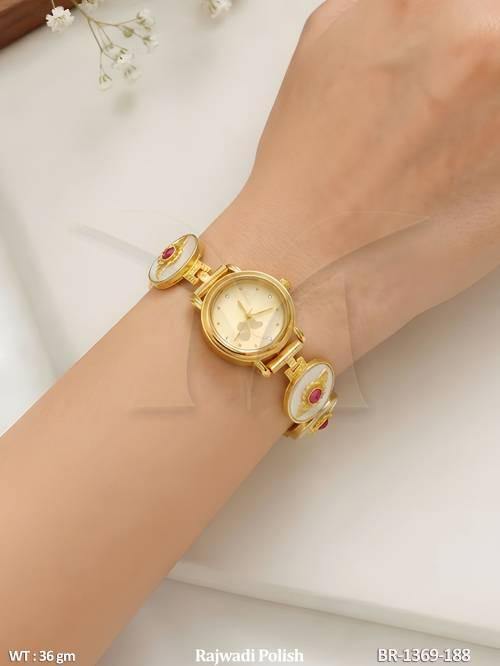 Elegant Ruby Floral Antique Watch Bracelet