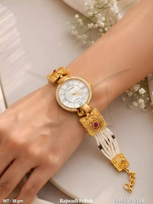 Royal Rajwadi Pearl Beaded Watch Bracelet