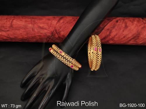 Beautiful Antique Design Rajwadi Polish 2 Set Bangles 