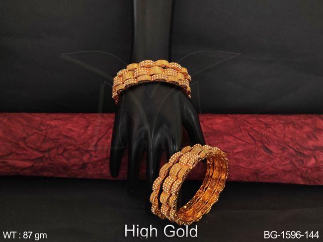 Beautiful High gold Polish Designer Fancy style Bangle Set — BG-1596-144