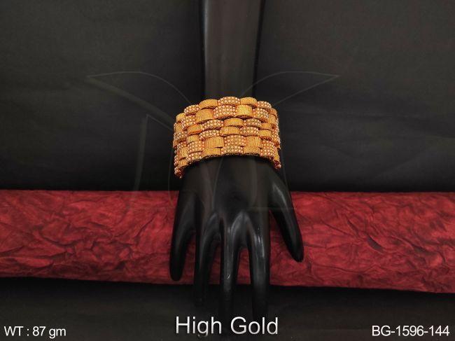 Beautiful High gold Polish Designer Fancy style Bangle Set — BG-1596-144