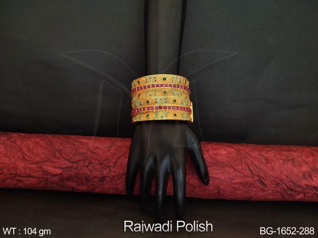 Rajwadi Polish Fancy Style Beautiful Party wear Bangle Set — BG-1652-288