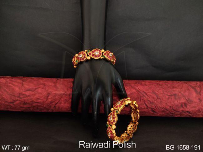 Rajwadi Polish Designer Fancy Style Beautiful Bangle Set