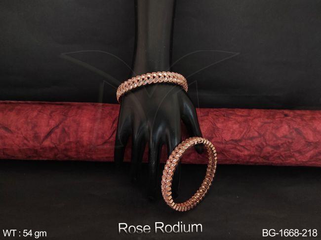 Rose Rodium Polish Designer Beautiful Antique Bangle Set