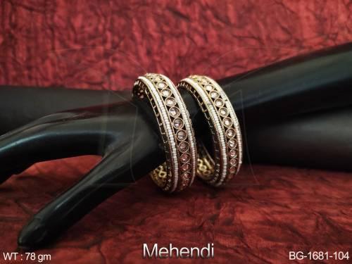 Mehendi Polish Designer Beautiful Party wear Antique Design Bangle Set 