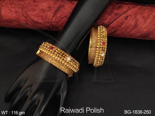 Party wear Designer Rajwadi Polsih Beautiful Fancy Design Antique Bangle Set 