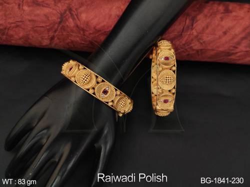 Rajwadi Polish Fancy Style Party wear Designer Antique Bangle Set  — BG-1841-230