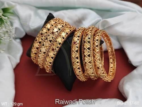 Antique Jewellery Beautiful Design Rajwadi Polish Party Wear 6 Bangles Set 