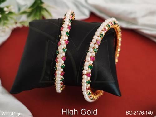 Antique Jewellery Beautiful High Gold Polish Party Wear Bangles 2 Set 