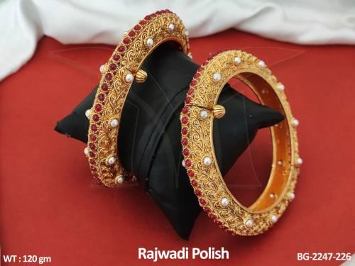 Rajwadi Polish Antique Jewellery Designer Wear Party Wear Jewelry Accessories Women Antique Bangles Set