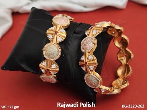 Antique Jewellery Rajwadi Polish Party Wear Meenakari Design Antique Bangles Set