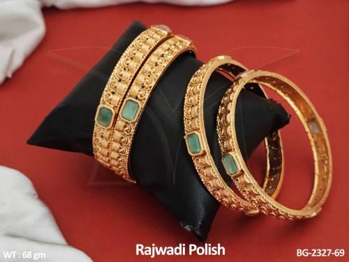 Rajwadi Polish Designer Wear Fancy Design Antique Bangles Set