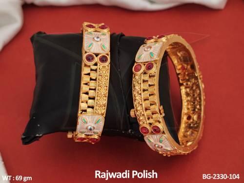 Designer Wear Jewelry Accessories Women Rajwadi Polish Antique Bangles Set