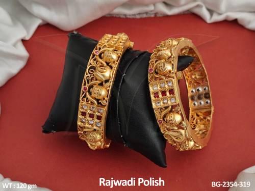 Fancy Style Rajwadi Polish Designer Wear Antique Bangles Set Of 2 — BG-2354-319
