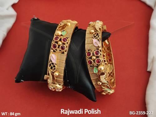 Antique Jewellery Meenakari Design Rajwadi Polish Antique Bangles Set