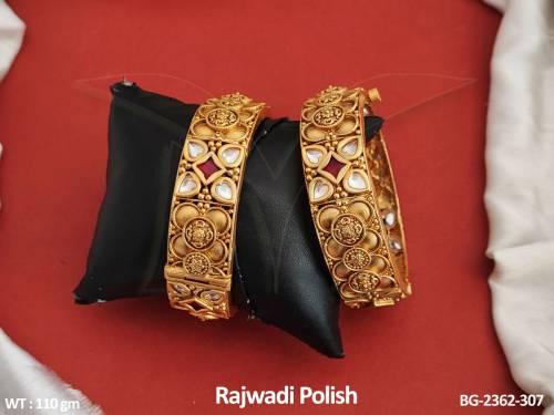 Antique 2 Pc Jewellery Rajwadi Polish Designer North Style Antique Bangles Set