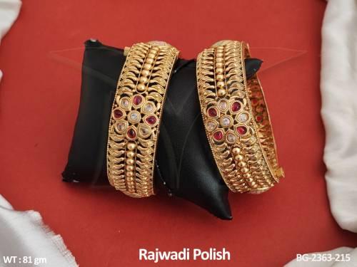 Antique Jewelry Rajwadi Polish Party Wear Beautiful Fancy Style Antique Bangles Set 