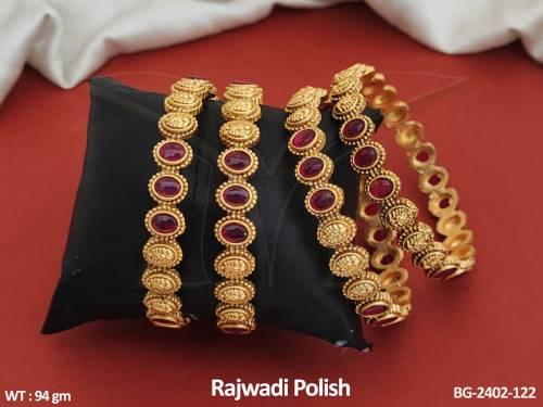Fancy Design Rajwadi Polish Party Wear Antique Bangles Set Of 4