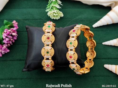 Antique Designer Rajwadi Polish 2 Bangles Set   