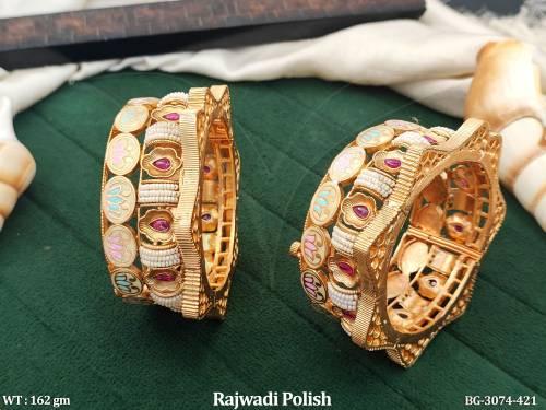 Traditional Kundan Meenakari Rajwadi Bangles