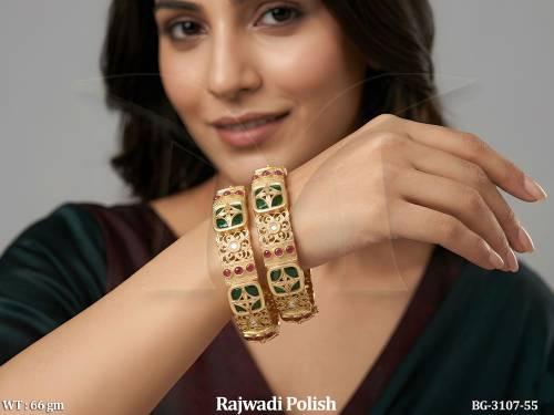 Traditional Rajwadi Polish Bangles Set for Women