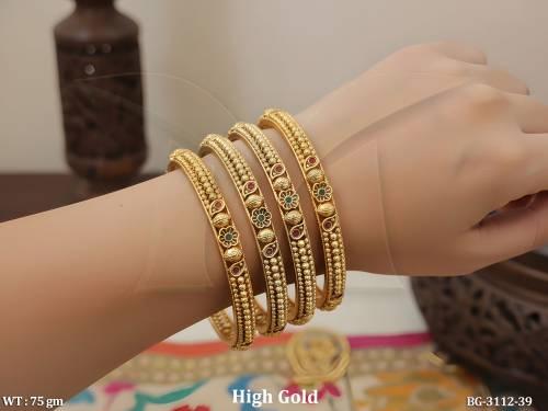 Antique Gold Designer Bangles Set for Women