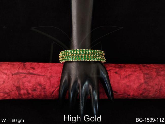 Antique  Designer Full Stone High Gold Thick Bangles