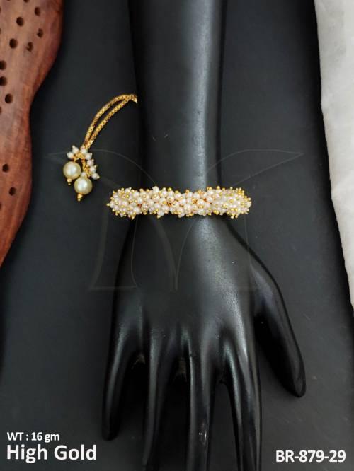 antique-jewellery-designer-high-gold-polish-clustered-pearl-bracelets-