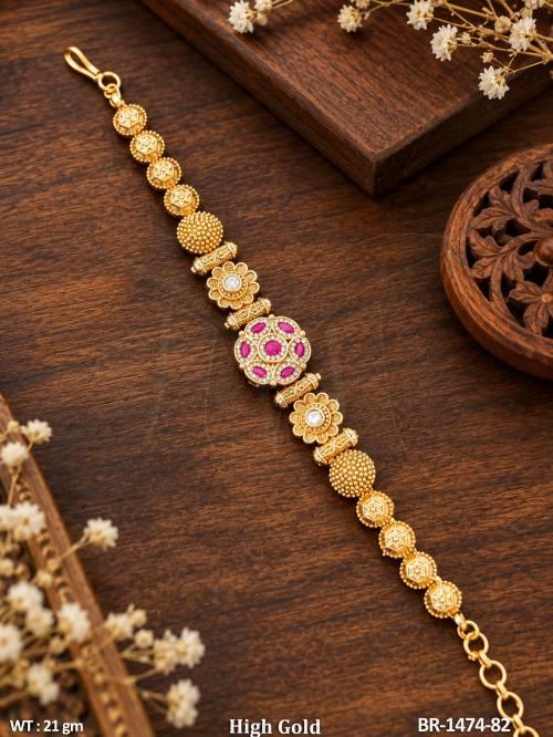 Elegant High Gold Polish Party Wear Bracelet