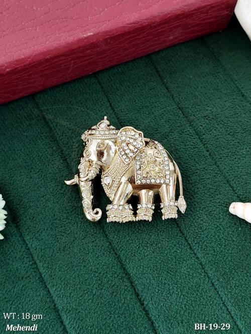 Royal Elephant Design Brooch with Sparkling Stone Studded Detailing — BH-19-29