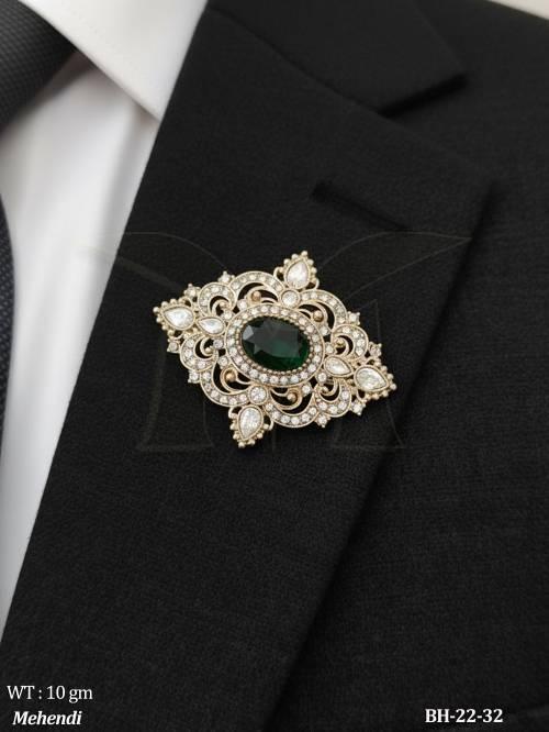 Premium Antique Ruby Brooch Elegant Ethnic Jewelry Accessory Design — BH-22-32