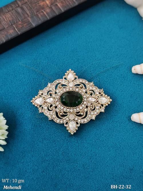 Premium Antique Ruby Brooch Elegant Ethnic Jewelry Accessory Design — BH-22-32