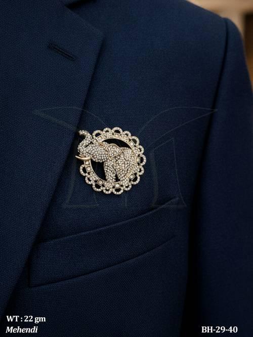 elephant-design-stone-studded-antique-brooch