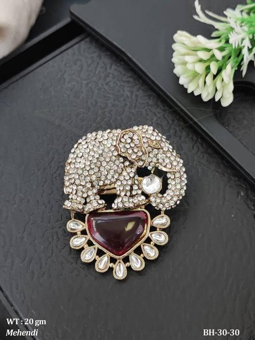 Mehendi Polish Elephant Fancy Designer Brooch — BH-30-30