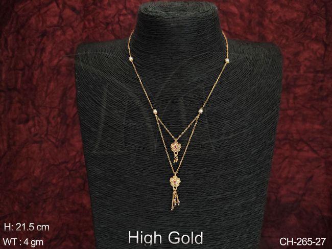 Beautiful Antique Fancy Design High Gold Polish Party wear Chain