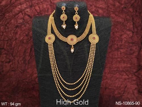 Beautiful Party Wear Antique Jewellery High Gold Polish Necklace Set 