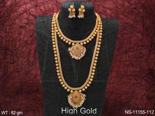 Designer Beautiful Fancy Style Antique Jewellery High Gold Necklace Set 