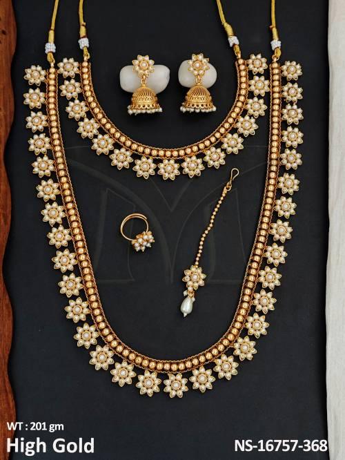 Antique Jewellery High Gold Polish Combo Necklace Set   