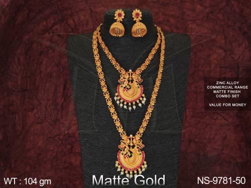 Antique Full Stones Designer Matte Finish Beautiful Combo Necklace Set