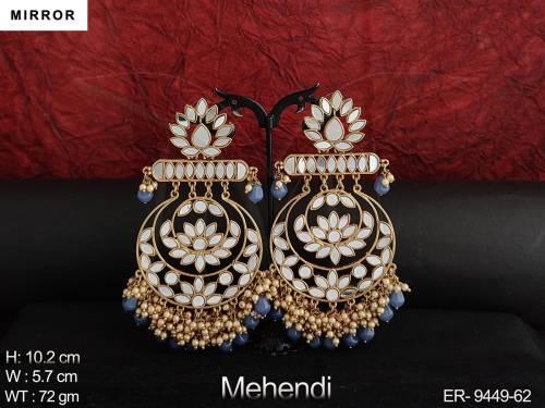 Designer Fancy Style Party wear Beautiful Long Mirror Design Earring