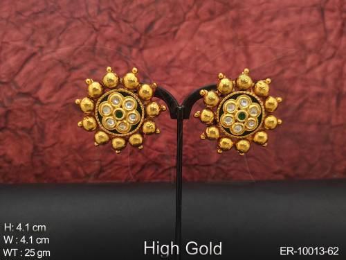 High Gold Polish Designer Fancy Style Party wear Earring Tops