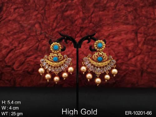 Designer Fancy Style High Gold Polish Party wear Antique Earring Tops