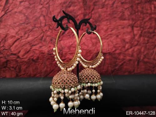 beautiful-antique-mehendi-polish-earrings-