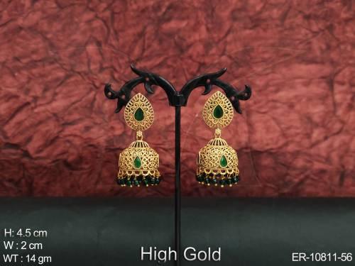 High Gold Polish Fancy Design Party wear Beautiful Antique Jewellery Jhumka Earring