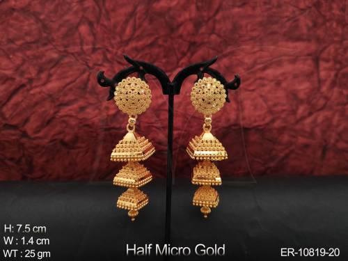 Antique Jewellery Beautiful Designer Party Wear Half Micro Gold Earrings 